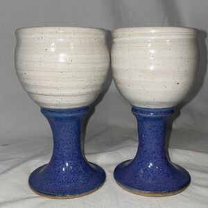 2 handmade ceramic goblets